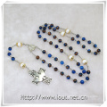 6mm Round Blue Stone Beads Jesus Rosaries, Stone Rosary (IO-cr362)